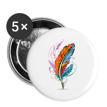 Feather - Buttons groß 56 mm (5er Pack) - Weiß - Vorne