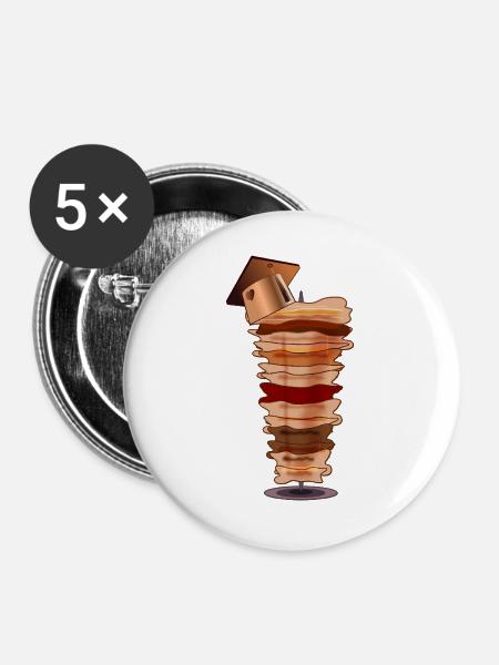 DÖNER KEBAB ABSCHLUSS STUDIUM - Buttons groß 56 mm (5er Pack) - Weiß