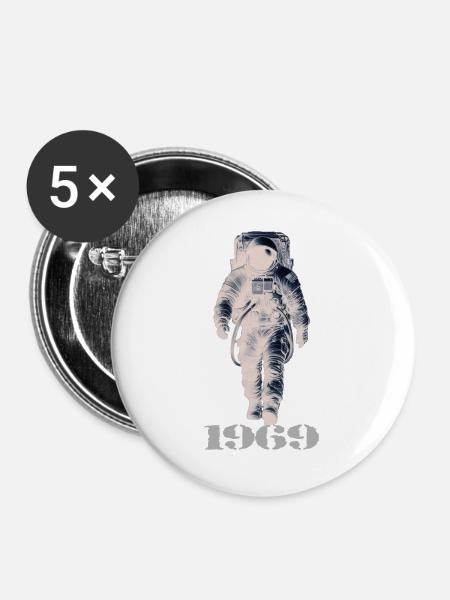 Astronaut - Buttons groß 56 mm (5er Pack) - Weiß