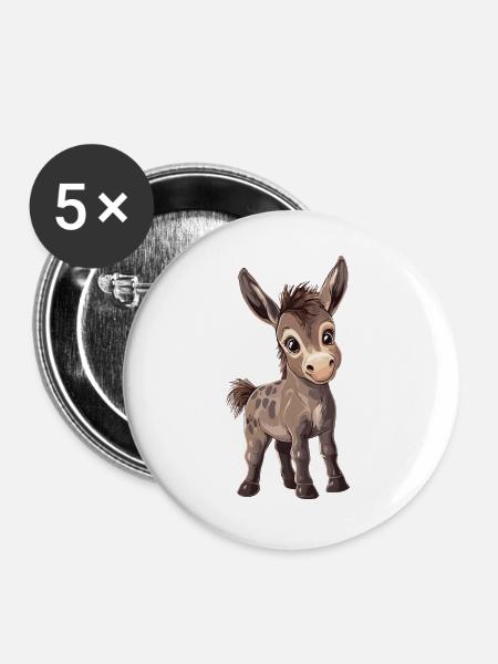 Esel - Buttons groß 56 mm (5er Pack) - Weiß