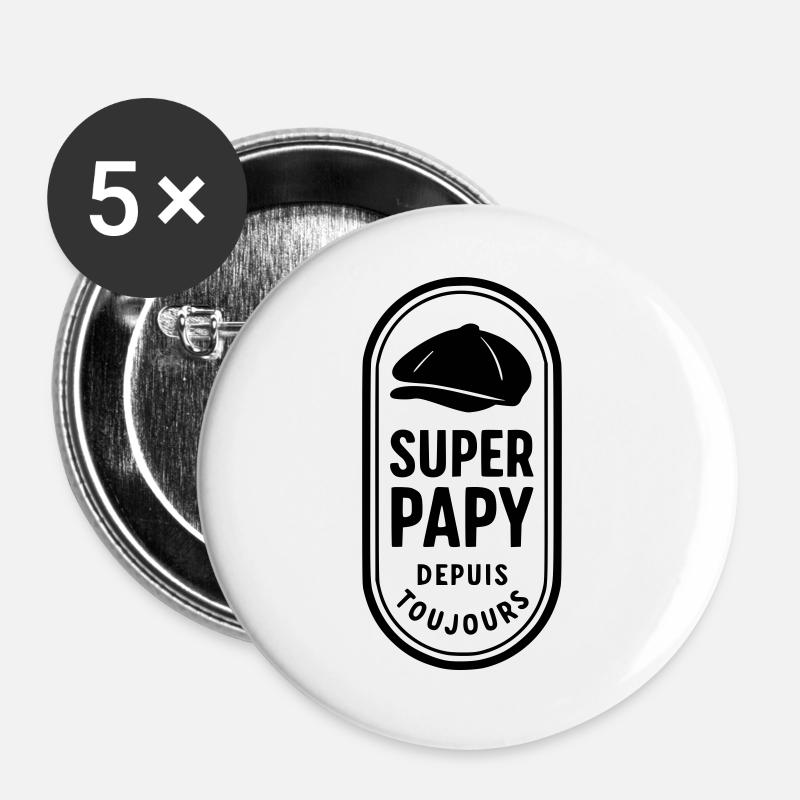Super Grandpa since always - Buttons large 2.2''/56 mm (5-pack) - white