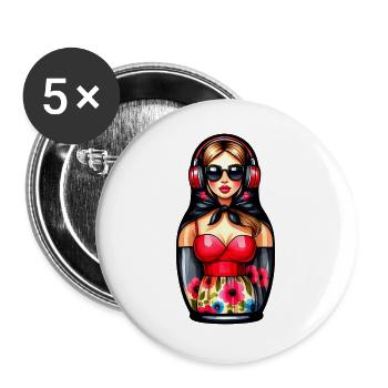 Russian Matryoshka Music Russia Russian - Buttons large 2.2''/56 mm (5-pack) - white - Front