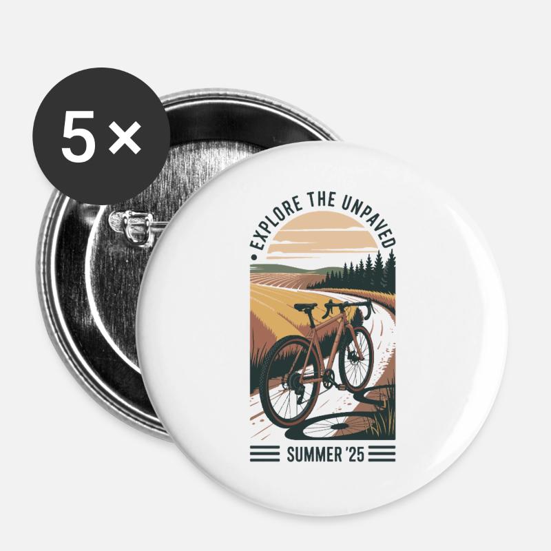 Cycling through the summer fields - Buttons large 2.2''/56 mm (5-pack) - white