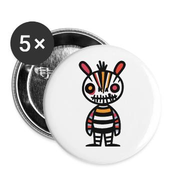 Zebra Halloween Comic Lustig - Buttons groß 56 mm (5er Pack) - Weiß - Vorne