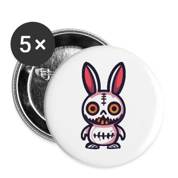 Lapin Halloween Bande dessinée Drôle - Lot de 5 grands badges (56 mm) - blanc - Devant
