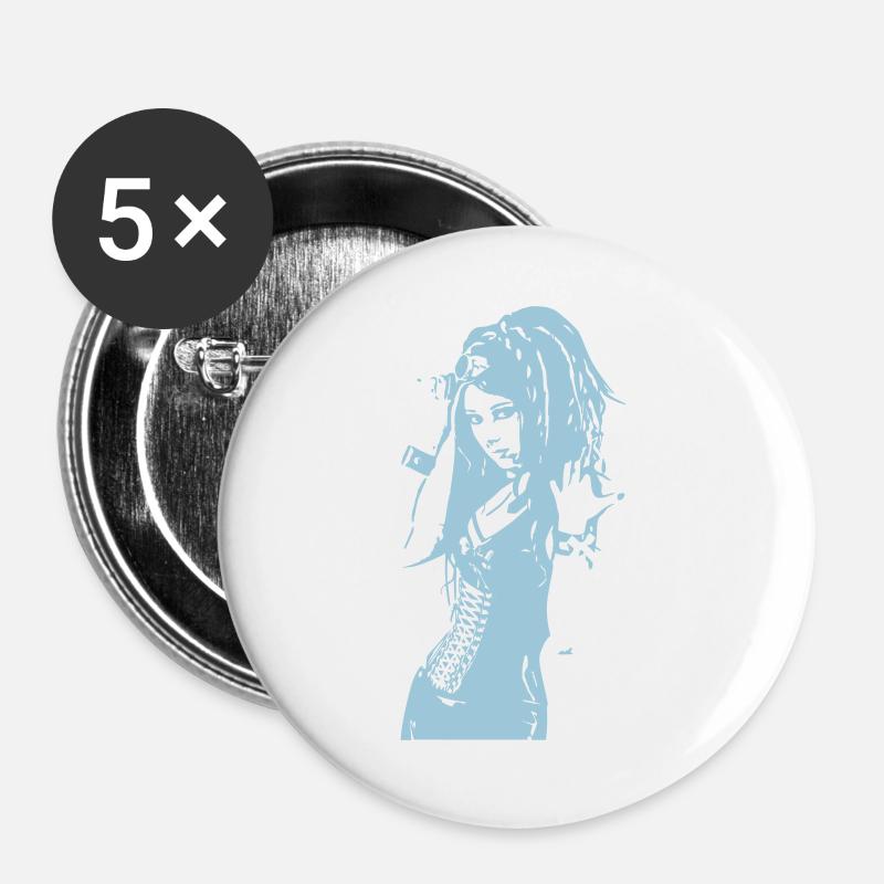 Blue Silhouette - Buttons large 2.2''/56 mm (5-pack) - white