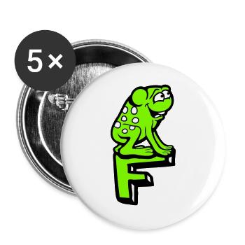 Letter F Frog Toad Name ABC Learning School - Buttons large 2.2''/56 mm (5-pack) - white - Front