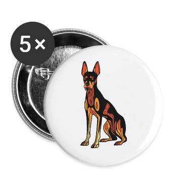 Dobermann Hund Halloween Zombie - Buttons groß 56 mm (5er Pack) - Weiß - Vorne