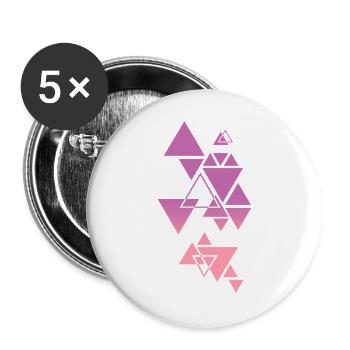 Gradient Dreieck Muster Pink - Buttons groß 56 mm (5er Pack) - Weiß - Vorne