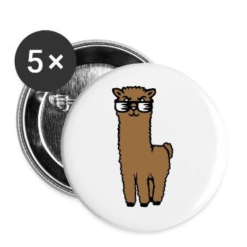 Alpaca Llama Sunglasses Smart Funny Cool Animal - Buttons large 2.2''/56 mm (5-pack) - white - Front