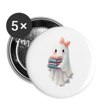 Geist Halloween Bücher - Buttons groß 56 mm (5er Pack) - Weiß - Vorne