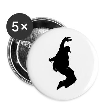 B-Boy Silhouette – Breakdance Freeze - Buttons groß 56 mm (5er Pack) - Weiß - Vorne