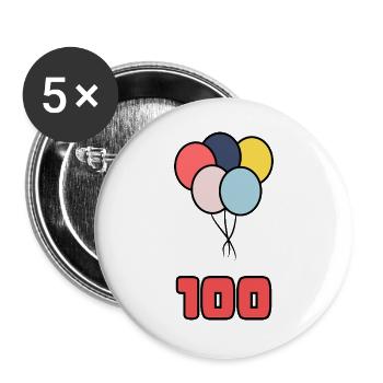 100. 100 JAHRE. 100-JÄHRIGES JUBILÄUM. GEBURTSTAG 100 - Buttons groß 56 mm (5er Pack) - Weiß - Vorne