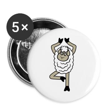 Sheep Tired Exhausted Sad Yoga Tree Pose Comic - Buttons large 2.2''/56 mm (5-pack) - white - Front