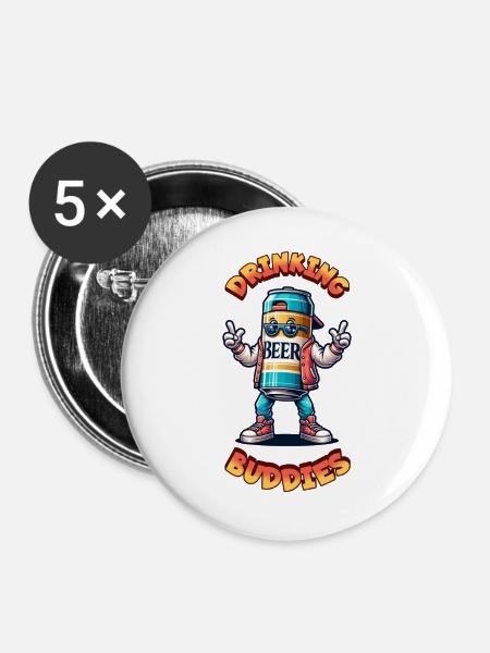Drinking Buddies - Buttons groß 56 mm (5er Pack) - Weiß