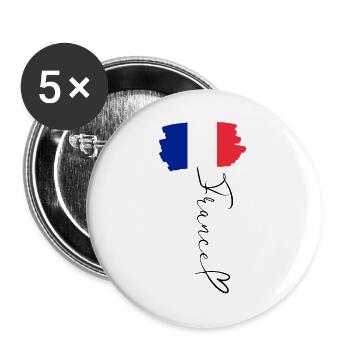 Flagge Frankreich Regionalstolz Nationale Identität - Buttons groß 56 mm (5er Pack) - Weiß - Vorne