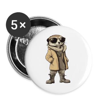 Suricate Hiver frais - Lot de 5 grands badges (56 mm) - blanc - Devant