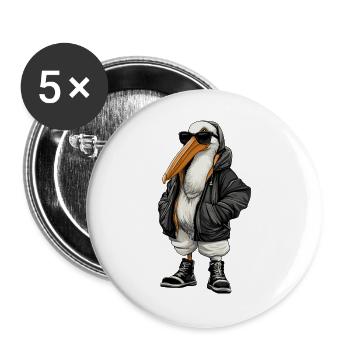 Pelikan Vogel Cool Winter - Buttons groß 56 mm (5er Pack) - Weiß - Vorne