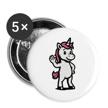 Winkendes Einhorn Vintage Comic - Buttons groß 56 mm (5er Pack) - Weiß - Vorne