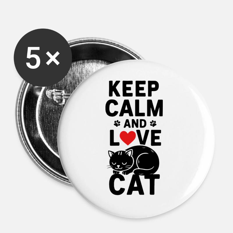 Kätzchen - Buttons groß 56 mm (5er Pack) - Weiß
