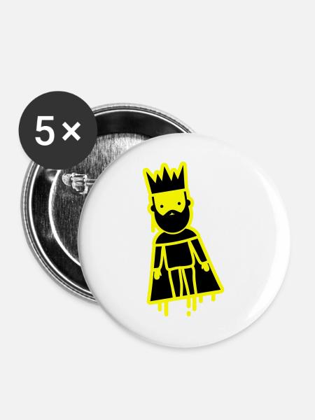 König Majestät - Buttons groß 56 mm (5er Pack) - Weiß