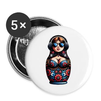 Russian Matryoshka Music Russia Russian - Buttons large 2.2''/56 mm (5-pack) - white - Front