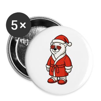 Winter Bear in Santa Outfit - Buttons large 2.2''/56 mm (5-pack) - white - Front