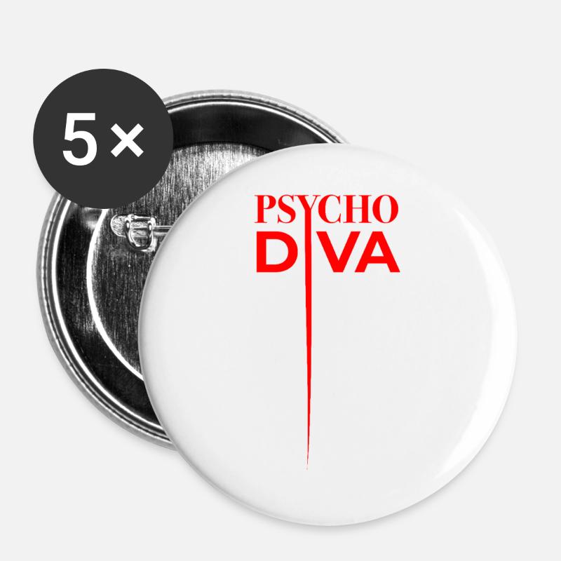Psycho Diva – Sarcasm Spell Red - Buttons large 2.2''/56 mm (5-pack) - white
