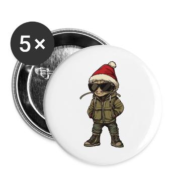 Noël Fourmi Hiver - Lot de 5 grands badges (56 mm) - blanc - Devant