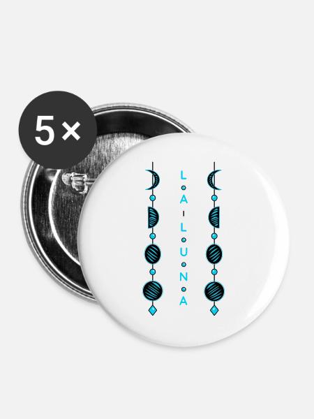 Mondphasen - Buttons groß 56 mm (5er Pack) - Weiß