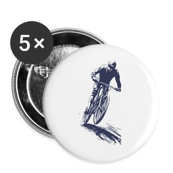 Mountain bike silhouette in jump - Buttons large 2.2''/56 mm (5-pack) - white - Front