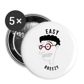 Locker, entspannter Mann – ironischerweise - Buttons groß 56 mm (5er Pack) - Weiß - Vorne
