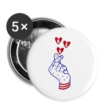 USA Love Hand – Patriotic Heart & Freedom Design - Buttons groß 56 mm (5er Pack) - Weiß - Vorne