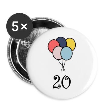 20. 20th ANNIVERSARY. 20 YEARS ANNIVERSARY. 20 YEARS. - Buttons large 2.2''/56 mm (5-pack) - white - Front