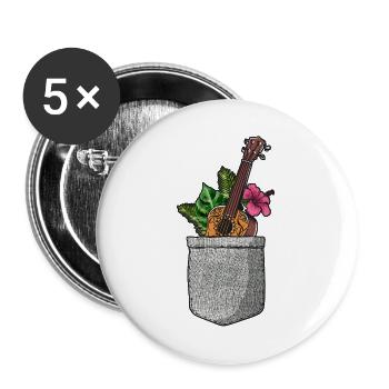 Hawaiian Ukulele Uke Pocket - Buttons large 2.2''/56 mm (5-pack) - white - Front