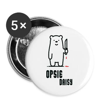 Bear with Knife – Opsie Daisy - Buttons large 2.2''/56 mm (5-pack) - white - Front