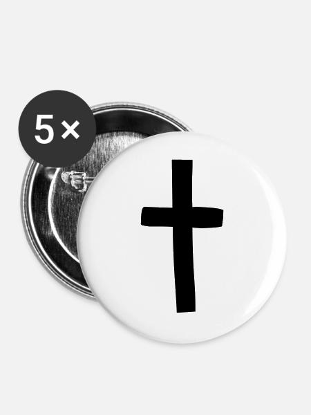 Kreuz - Buttons groß 56 mm (5er Pack) - Weiß
