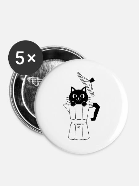 Geometrische Katze mit Bogen - Buttons groß 56 mm (5er Pack) - Weiß