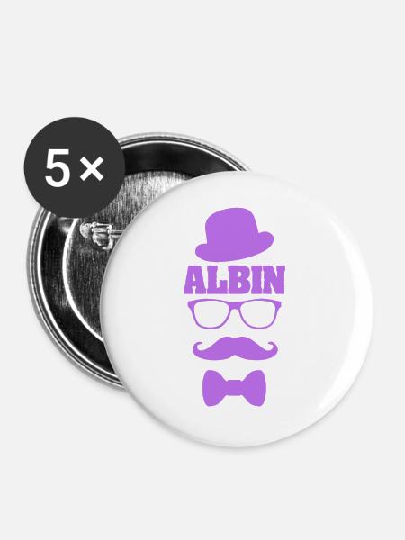 Geschenk für Albin - Buttons groß 56 mm (5er Pack) - Weiß