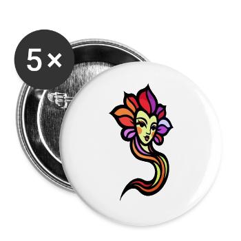 Sonnengöttin in Regenbogenfarben - Buttons groß 56 mm (5er Pack) - Weiß - Vorne