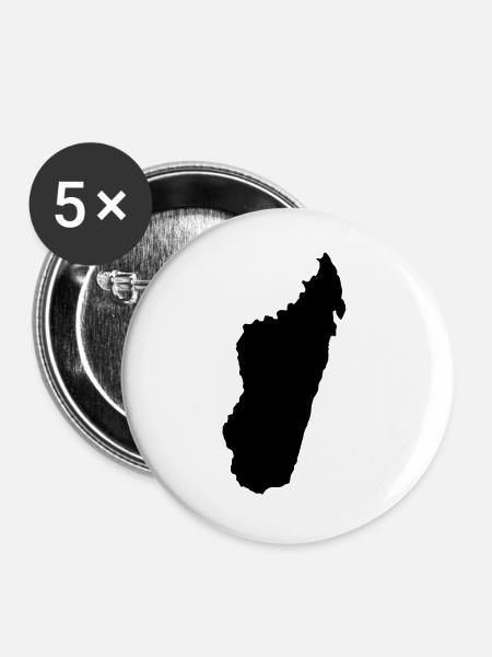Karte von Madagaskar - Buttons groß 56 mm (5er Pack) - Weiß