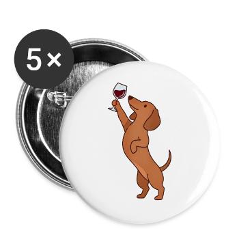 Dackel Weinliebhaber Wiener Hundemama Weenie - Buttons groß 56 mm (5er Pack) - Weiß - Vorne