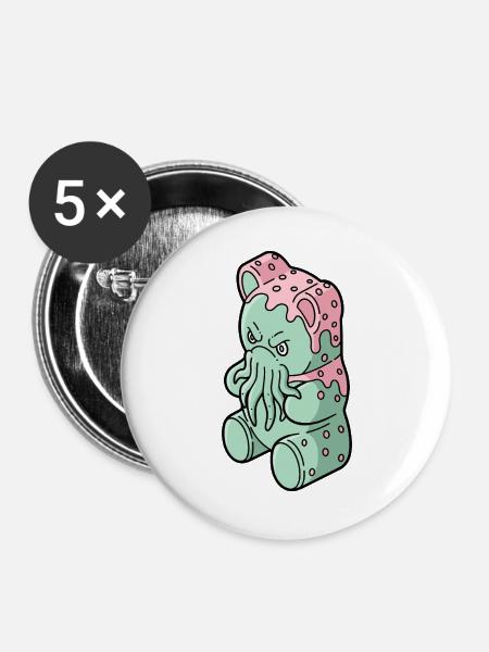 Gummy Cthulhu - Buttons groß 56 mm (5er Pack) - Weiß