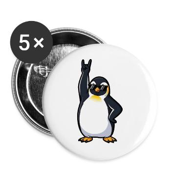 Cool Penguin Musician Guitarist Rock'n'Roll Party - Buttons large 2.2''/56 mm (5-pack) - white - Front