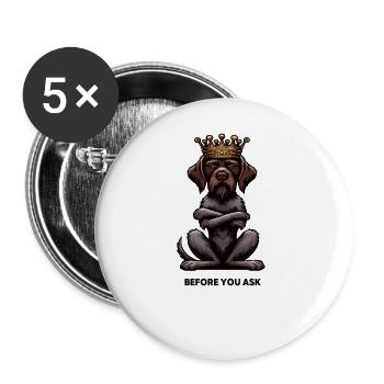 Before You Ask Deutsch Drahthaar Drahthaarhalter - Buttons groß 56 mm (5er Pack) - Weiß - Vorne