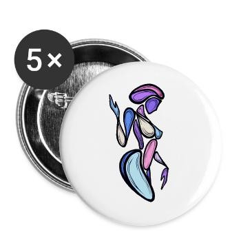 Abstrakte Frau, bunte Form - Buttons groß 56 mm (5er Pack) - Weiß - Vorne