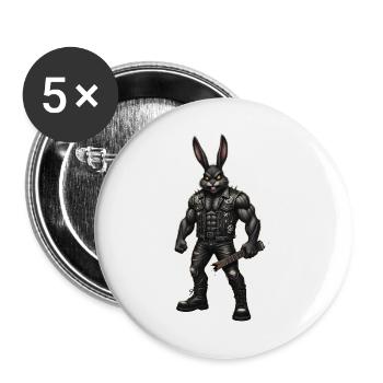 Heavy Metal Osterhase Rocker Ostern Hardcore Hase - Buttons groß 56 mm (5er Pack) - Weiß - Vorne