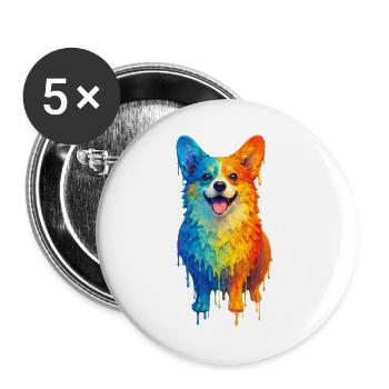 Corgi in bright colors - Buttons large 2.2''/56 mm (5-pack) - white - Front
