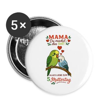 5. Muttertag - Buttons groß 56 mm (5er Pack) - Weiß - Vorne