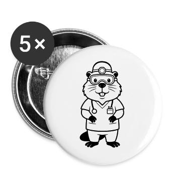 Médecin castor - Lot de 5 grands badges (56 mm) - blanc - Devant
